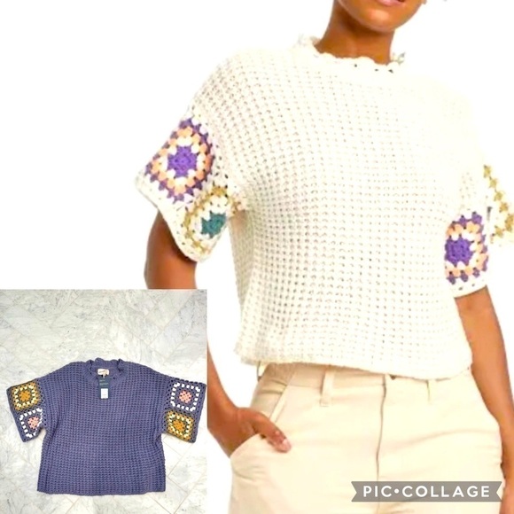 TARGET UNIVERSAL THREADS NWT CROCHETED SWETER TOP PURPLE “sold out” size large - Picture 1 of 12